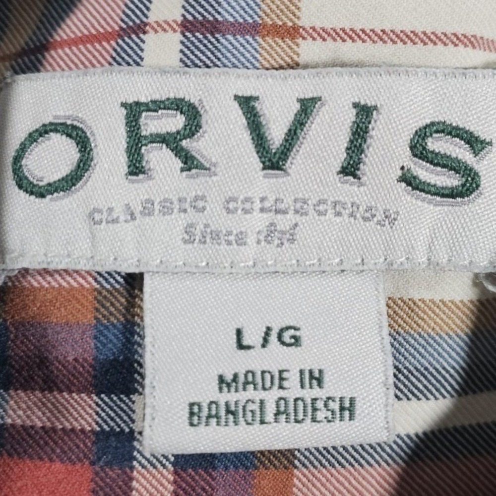 Orvis Plaid Button Down Shirt Mens Large Multicolor Classic Long Sleeve Cotton - Picture 2 of 5